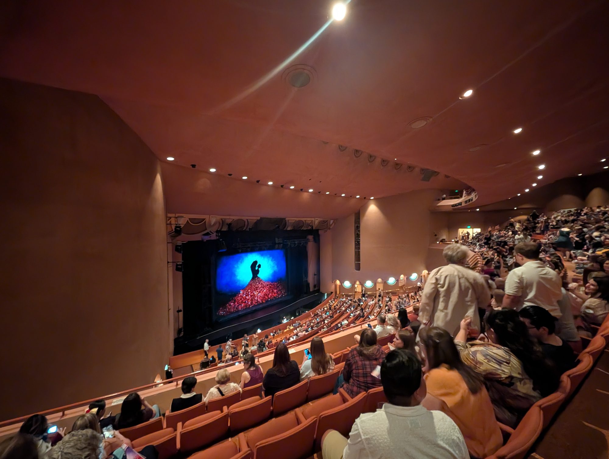 The Beast's silhouette lit up on the Gammage stage just before curtain